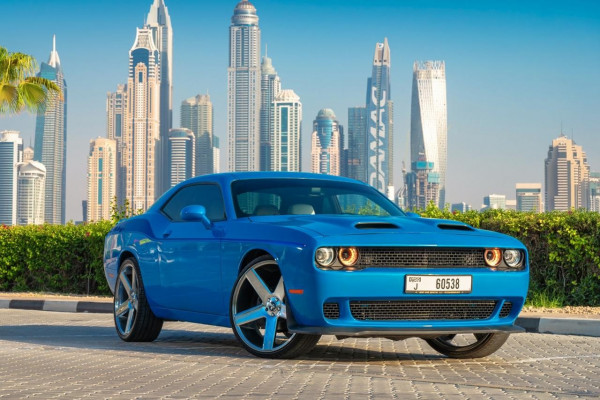Blue ZZZ Dodge Challenger, 2018 for rent in Dubai 4