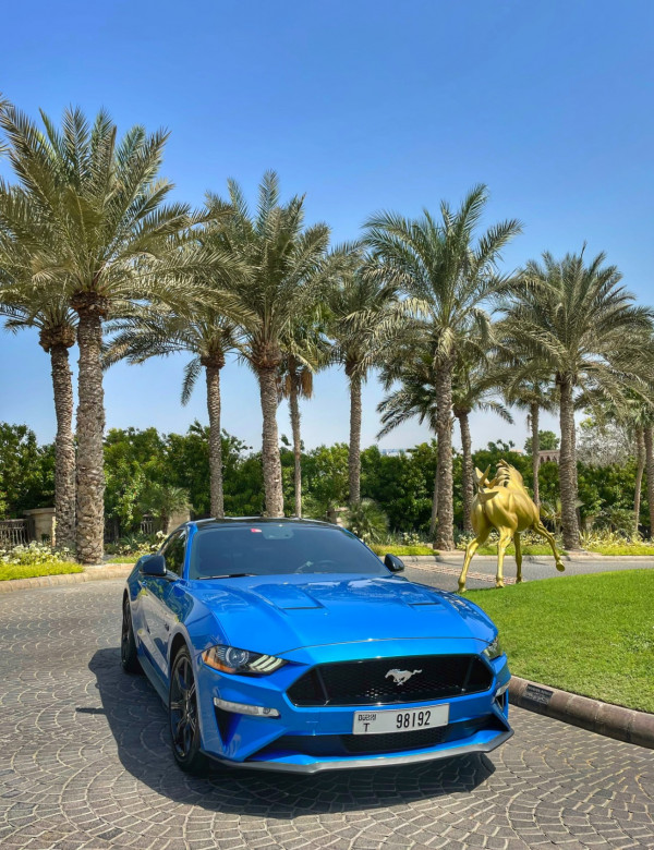 Blue Ford Mustang GT Premium V8, 2020 for rent in Dubai 3