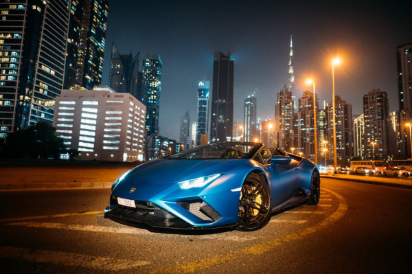 Blue Lamborghini Evo Spyder, 2020 for rent in Dubai 6