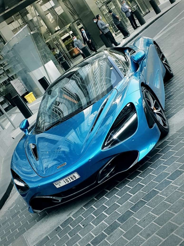 Blue McLaren 720 S Spyder, 2020 for rent in Dubai 2