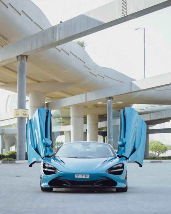 Blue McLaren 720 S Spyder, 2020 for rent in Dubai 3