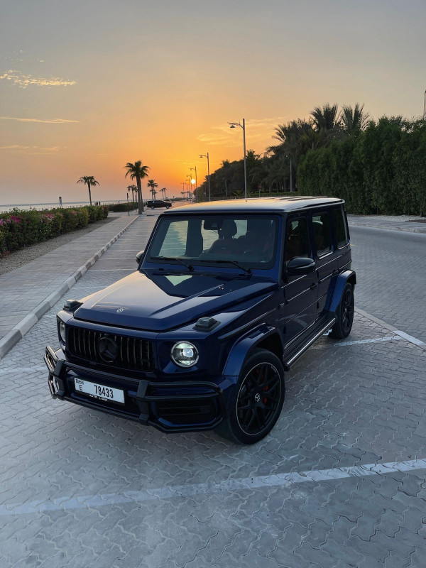 Blue Mercedes G63 Double Night Package, 2021 for rent in Dubai 0