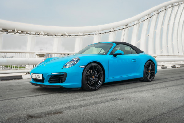 Blue Porsche 911 Carrera cabrio, 2018 for rent in Dubai 0
