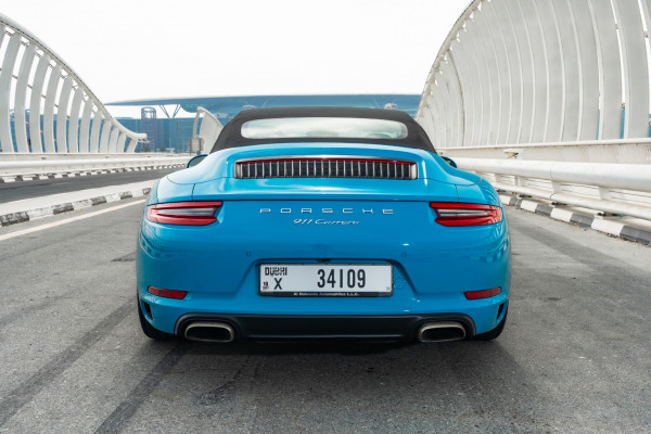 Blue Porsche 911 Carrera cabrio, 2018 for rent in Dubai 1