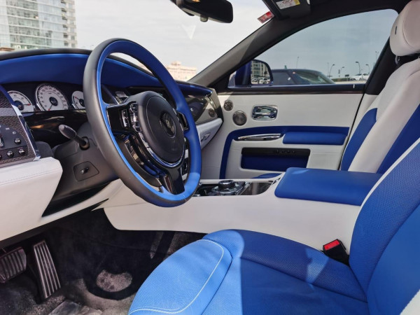 Blue Rolls Royce Ghost Black Badge, 2019 for rent in Dubai 1