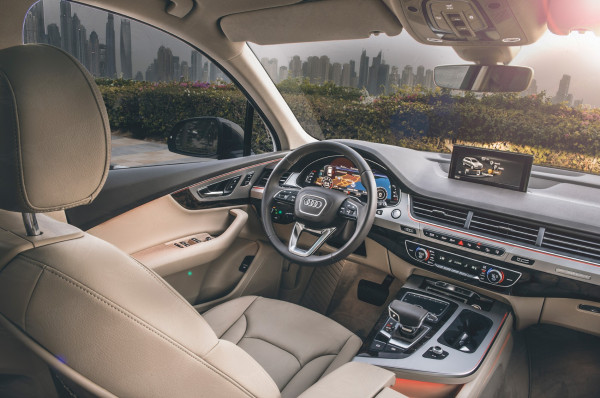 Brown Audi Q7, 2018 for rent in Dubai 2
