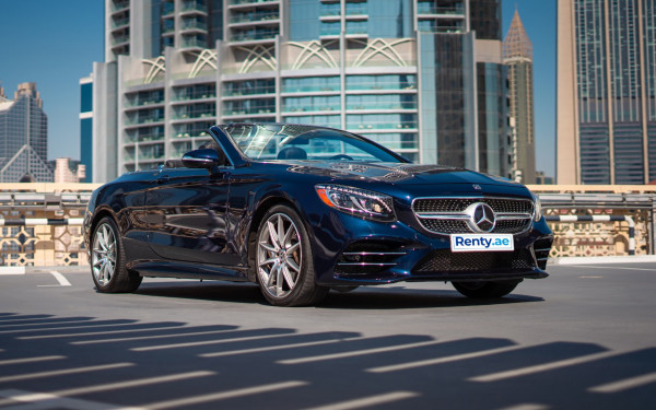 Dark Blue Mercedes S560 convert, 2020 for rent in Dubai 0