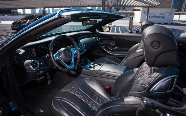 Dark Blue Mercedes S560 convert, 2020 for rent in Dubai 3