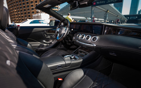 Dark Blue Mercedes S560 convert, 2020 for rent in Dubai 4
