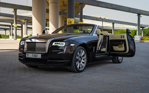 Dark Brown Rolls Royce Dawn, 2018 for rent in Dubai 7
