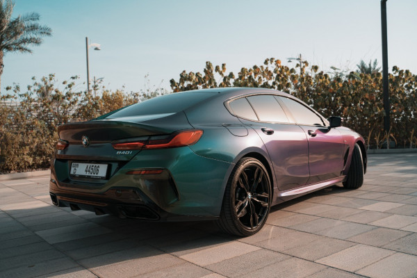 Green BMW 840 Grand Coupe, 2021 for rent in Dubai 3