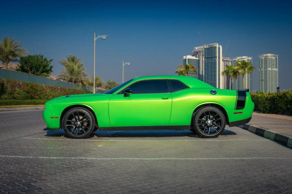 Green Dodge Challenger, 2018 for rent in Dubai 2