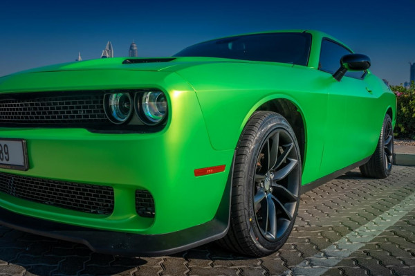 Green Dodge Challenger, 2018 for rent in Dubai 6