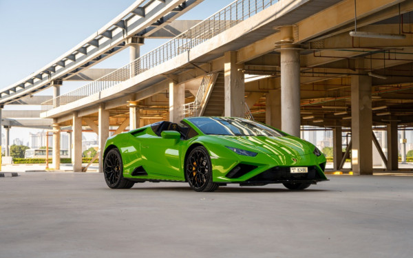 Green Lamborghini Evo Spyder, 2021 for rent in Dubai 0