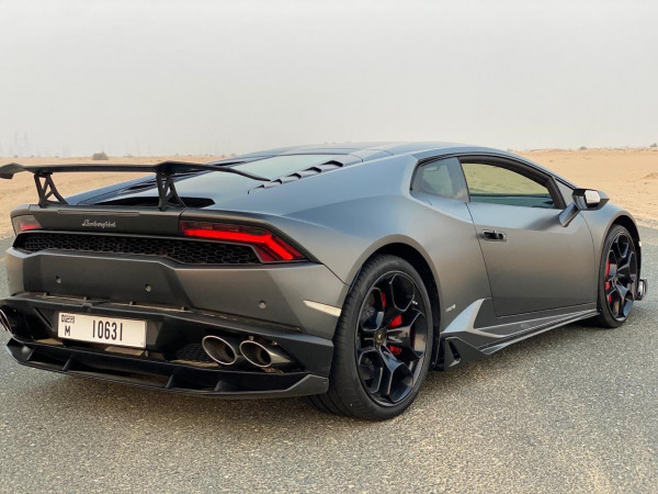 Grey Lamborghini Huracan, 2018 for rent in Dubai 0