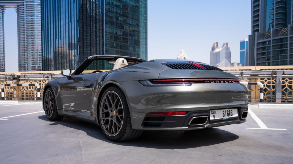 Grey Porsche 911 Carrera Cabrio, 2021 for rent in Dubai 2