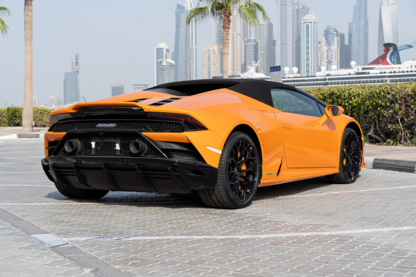 Orange Lamborghini Evo Spyder, 2020 for rent in Dubai 5