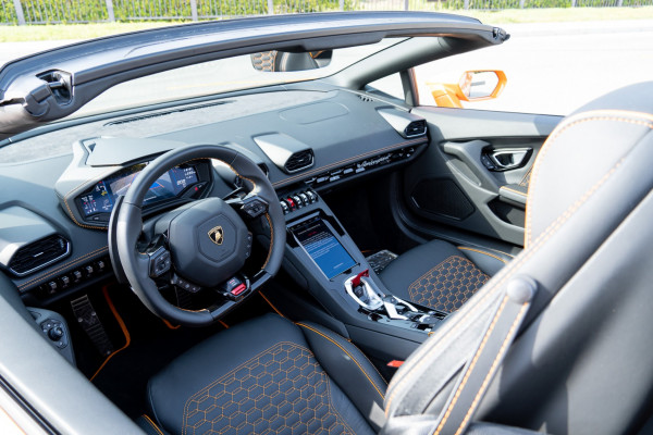 Orange Lamborghini Evo Spyder, 2020 for rent in Dubai 9