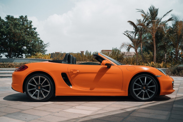 Orange Porsche Boxster, 2016 for rent in Dubai 1