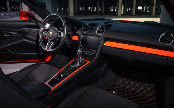 Orange Porsche Boxster 718, 2020 for rent in Dubai 5