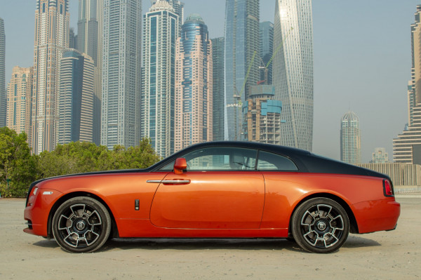 Orange Rolls Royce Wraith- Black Badge, 2019 for rent in Dubai 2