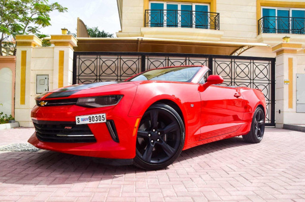 Red Chevrolet Camaro cabrio, 2018 for rent in Dubai 1