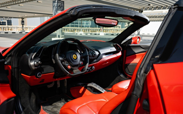 Red Ferrari 488 Spyder, 2019 for rent in Dubai 3