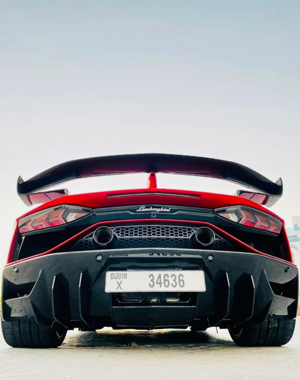 Red Lamborghini Aventador Spyder, 2021 for rent in Dubai 2
