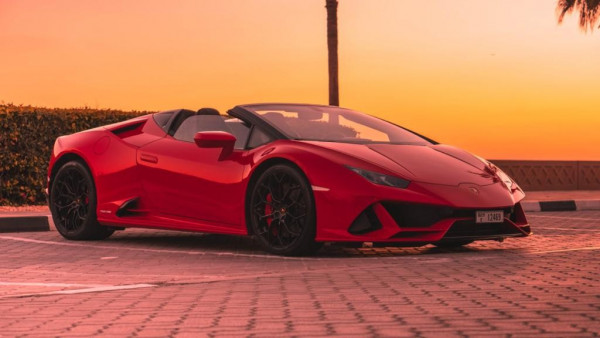 Red Lamborghini Evo Spyder, 2020 for rent in Dubai 4
