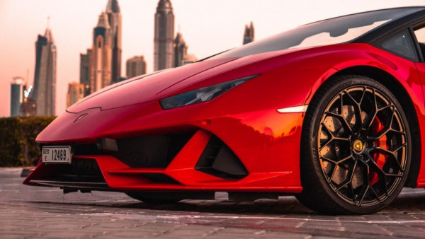 Red Lamborghini Evo Spyder, 2020 for rent in Dubai 8