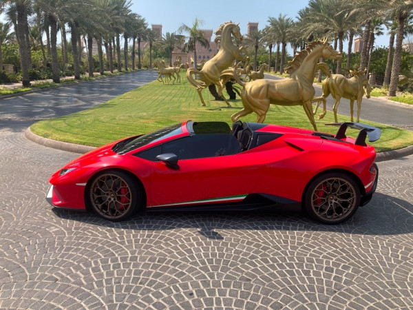 Red Lamborghini Huracan Performante Spyder, 2019 for rent in Dubai 2