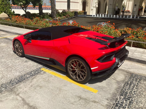 Red Lamborghini Huracan Performante Spyder, 2019 for rent in Dubai 0