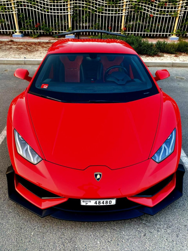 Red Lamborghini Huracan, 2018 for rent in Dubai 3