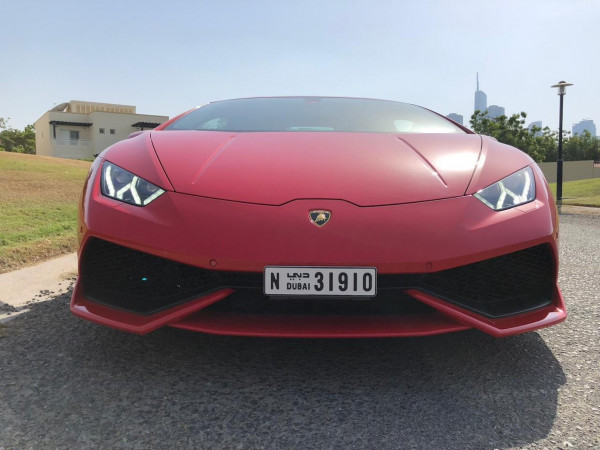 Red Lamborghini Huracan, 2018 for rent in Dubai 0
