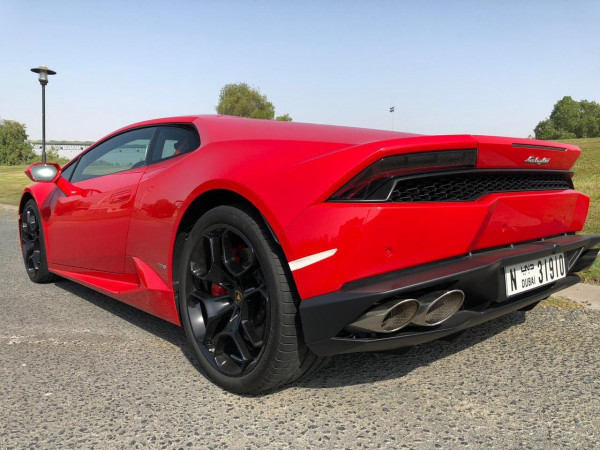 Red Lamborghini Huracan, 2018 for rent in Dubai 1