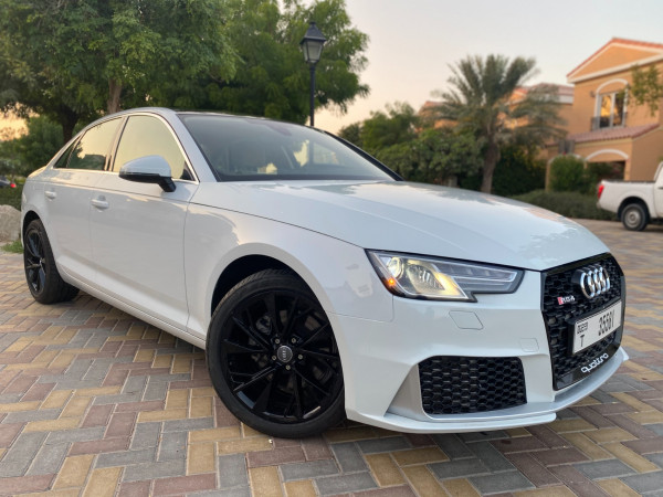 White Audi A4 RS4 Bodykit, 2019 for rent in Dubai 3