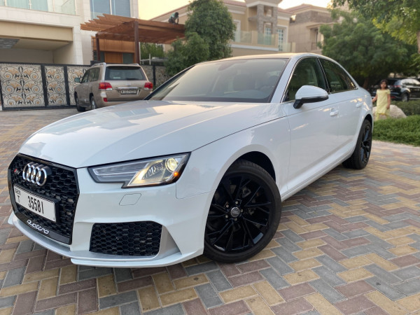 白色 Audi A4 RS4 Bodykit, 2019 迪拜汽车租凭 5