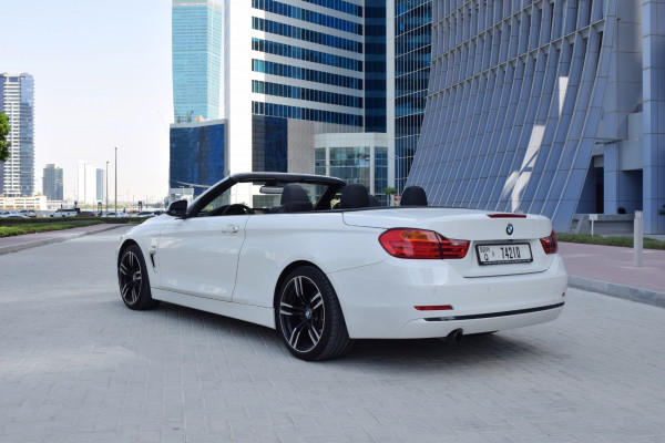 White BMW 420i Cabrio, 2017 for rent in Dubai 2