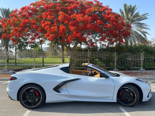 أبيض Chevrolet Corvette Stingray, 2020 للإيجار في دبي 2