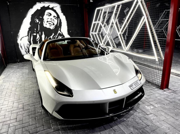 White Ferrari 488 Spyder, 2018 for rent in Dubai 0
