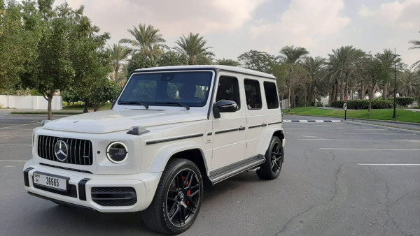 White Mercedes G 63 Night Packge, 2019 for rent in Dubai 1