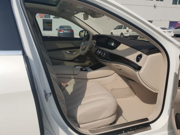 White Mercedes S Class, 2019 for rent in Dubai 1
