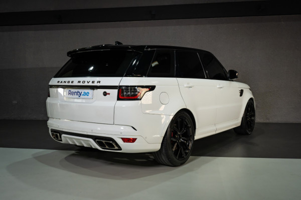 White Range Rover Sport SVR, 2019 for rent in Dubai 1