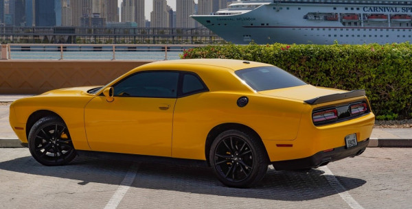 Yellow Dodge Challenger, 2018 for rent in Dubai 1
