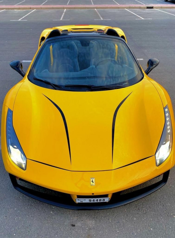 Yellow Ferrari 488 Spyder, 2018 for rent in Dubai 0