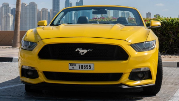 Yellow Ford Mustang GT convert., 2017 for rent in Dubai 0