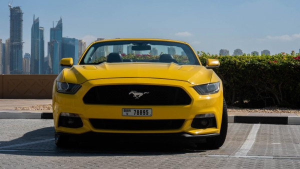 Yellow Ford Mustang GT convert., 2017 for rent in Dubai 6