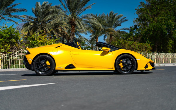 Yellow Lamborghini Evo Spyder, 2021 for rent in Dubai 2