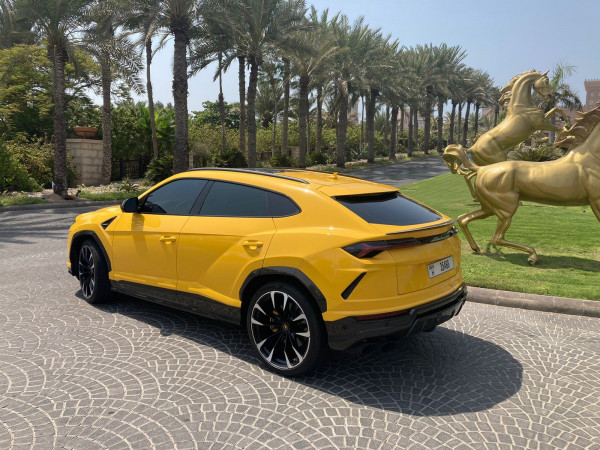 Yellow Lamborghini Urus, 2021 for rent in Dubai 1