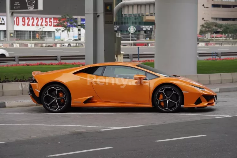 Lamborghini Huracan Evo (Orange), 2019 for rent in Dubai